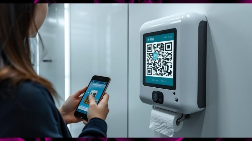 modern public restroom in china with qr