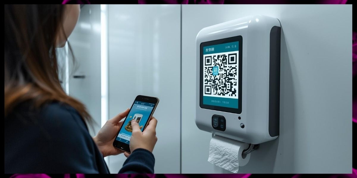 modern public restroom in china with qr